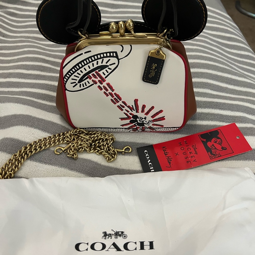 NWT Coach x Keith Haring Mickey Mouse Kisslock Bag